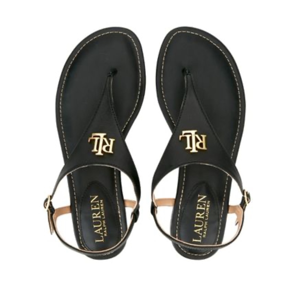 NWOT Ralph Lauren Ellington Sandals Black Leather Size 8.5
